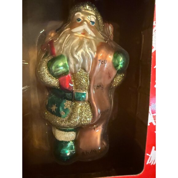 VTG German Schwarzwald Hand-Painted Blown Glass Holiday Santa Ornament Nos gift - Picture 10 of 16
